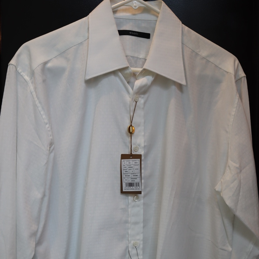 Gucci, Button Down Collar Dress Shirt, White, Men’s size 16US, NWT